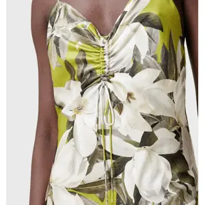AllSaints Alexia V-Neck Drawstring Midi Slip Dress